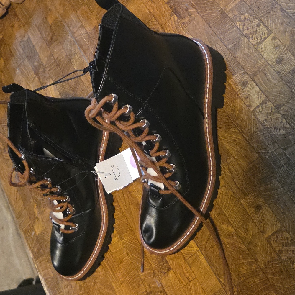 a new day Black Lace-Up Combat Boots